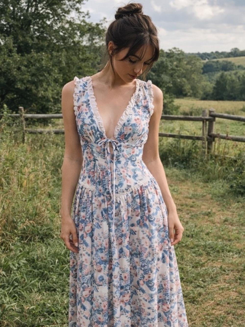 For Love And Lemons Floral Audrey Maxi Dress